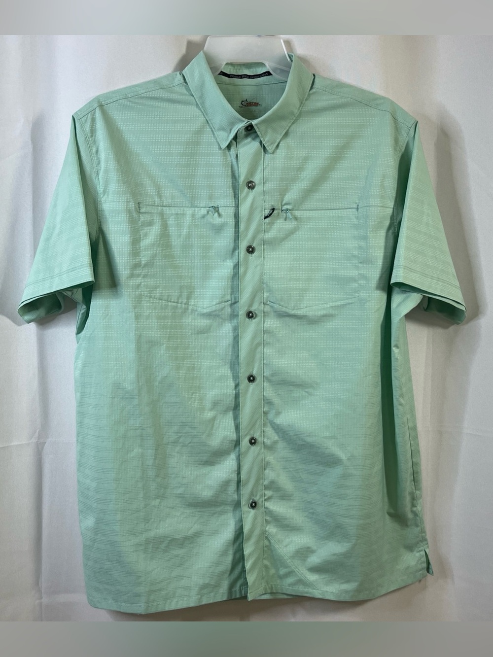 Worldwide Sportsman Shirt Mens Green Button Up Short Sleeve Fishing XL